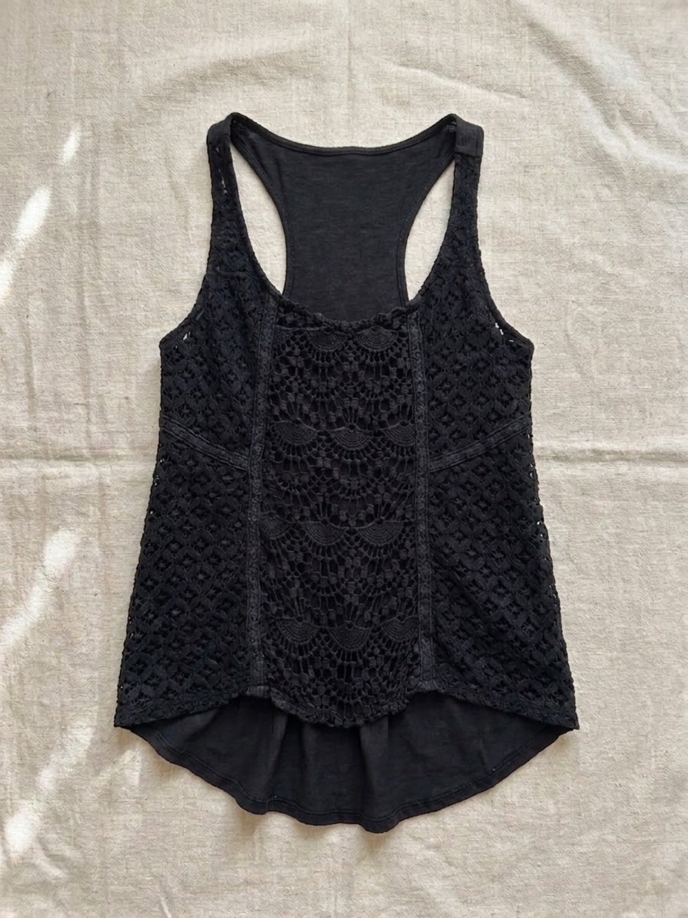 Mudd Black Crochet Racerback Tank